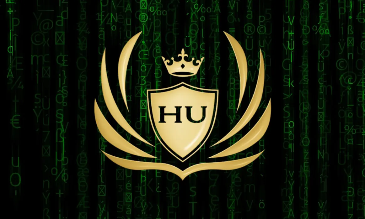 HU logo with matrix background